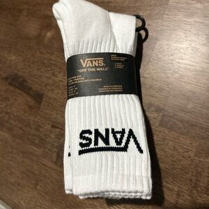 Vans White Crew Socks- 3 Pack- Shoe Size 6.5-9 NWT